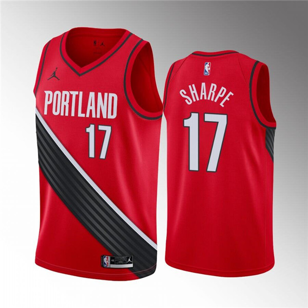 Portland Trail Blazers #17 Shaedon Sharpe Red Statement Edition Stitched Basketball Jersey