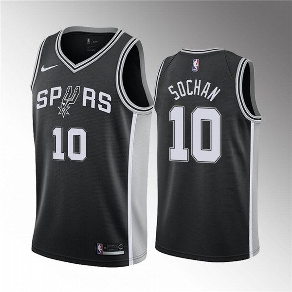 San Antonio Spurs #10 Jeremy Sochan Black Association Edition Stitched Jersey - Click Image to Close