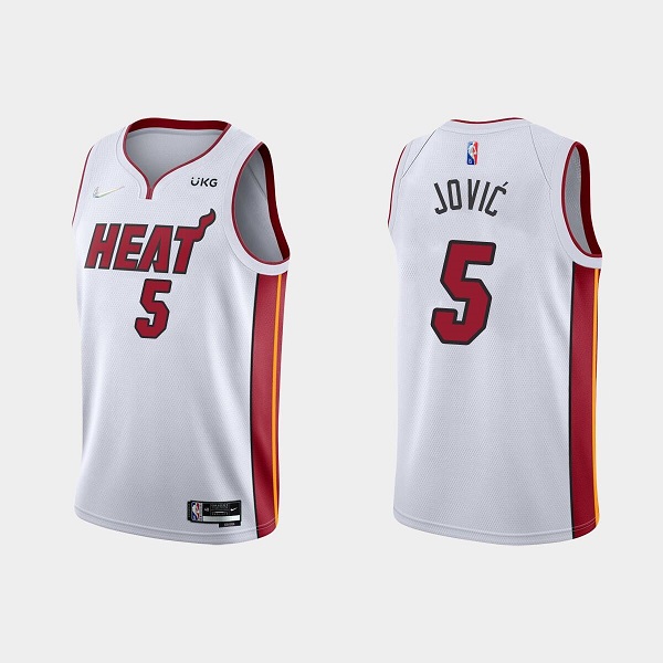 Miami Heat #5 Nikola Jovic 2022 White Stitched Basketball Jersey