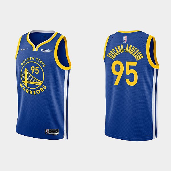 Mens Golden State Warriors #95 Juan Toscano-Anderson 2022 Royal Stitched Basketball Jersey - Click Image to Close