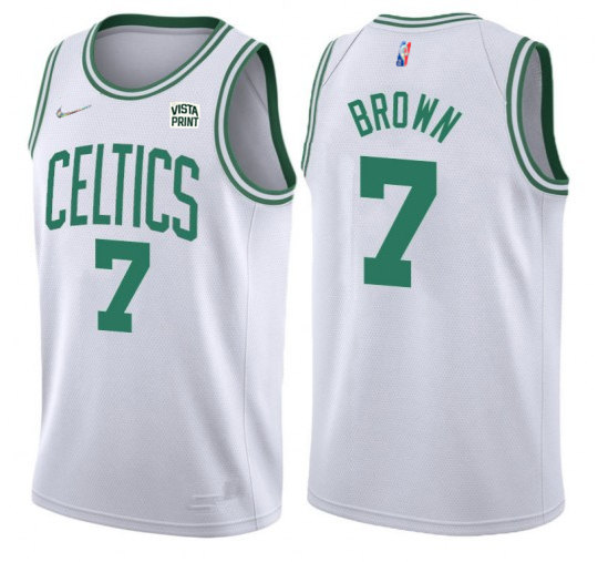 Boston Celtics #7 Jaylen Brown 75th Anniversary White Stitched Basketball Jersey - Click Image to Close
