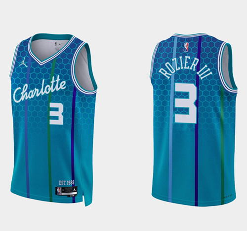 Charlotte Hornets #3 Terry Rozier III Blue 75th Anniversary City Stitched Basketball Jersey