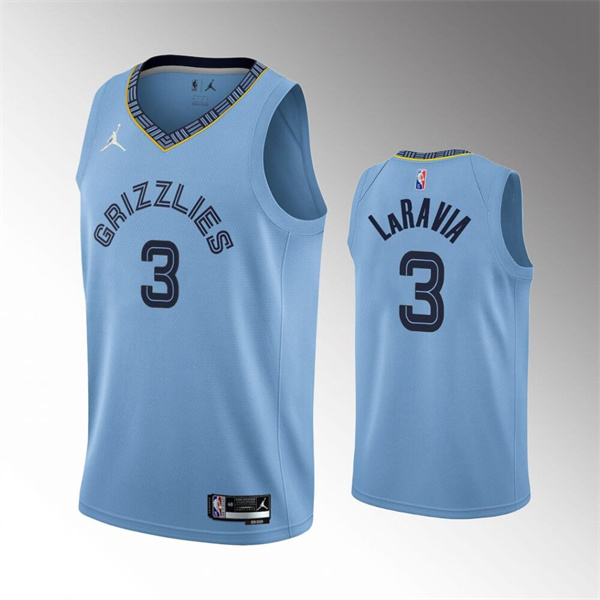 Memphis Grizzlies #3 Jake LaRavia 75th Anniversary Statement Edition Light Blue Stitched Basketball - Click Image to Close