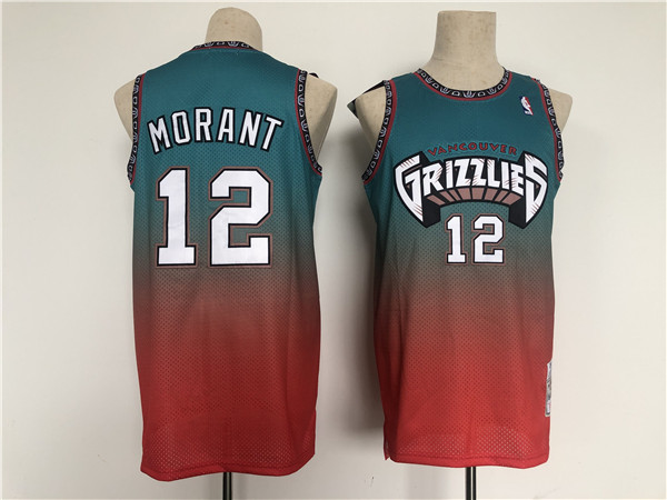 Memphis Grizzlies #12 Ja Morant Teal Red Throwback Stitched Jersey
