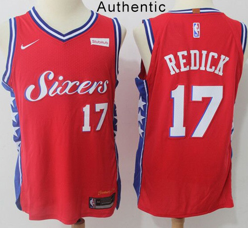 Nike 76ers #17 JJ Redick Red NBA Authentic Statement Edition Jersey