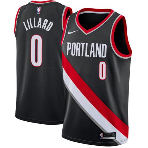 Nike Blazers #0 Damian Lillard Black NBA Swingman Icon Edition Jersey