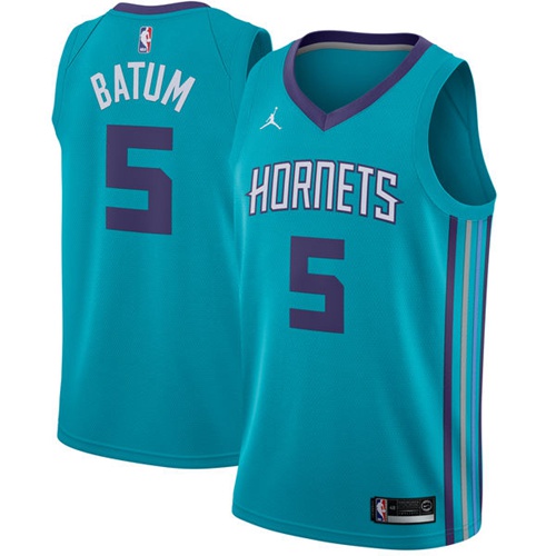 Nike Hornets #5 Nicolas Batum Teal NBA Jordan Swingman Icon Edition Jersey - Click Image to Close