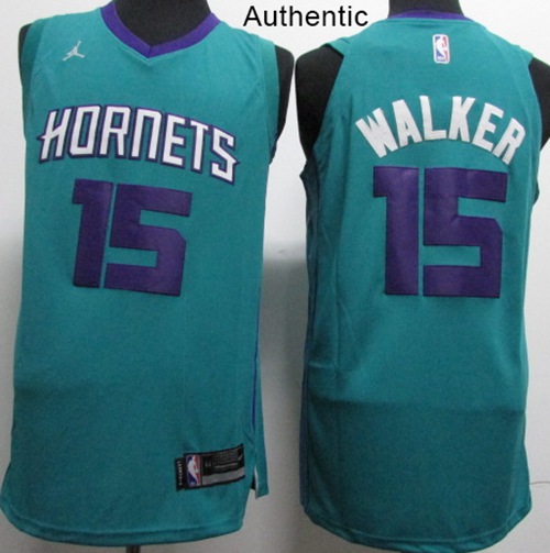 Nike Hornets #15 Kemba Walker Teal NBA Jordan Authentic Icon Edition Jersey
