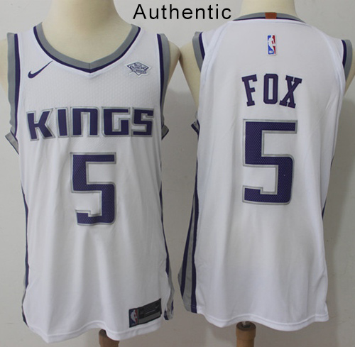 Nike Kings #5 De'Aaron Fox White NBA Authentic Association Edition Jersey