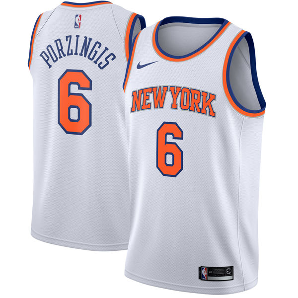 Nike Knicks #6 Kristaps Porzingis White NBA Swingman Association Edition Jersey - Click Image to Close