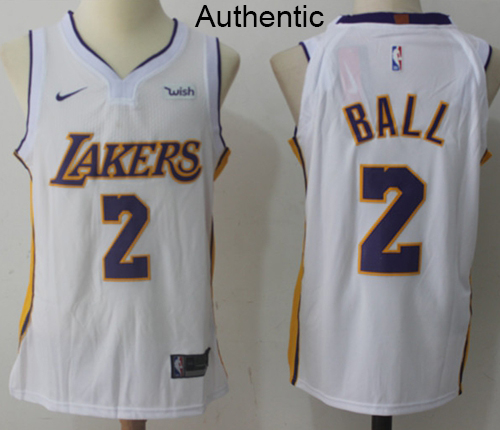 Nike Lakers #2 Lonzo Ball White NBA Authentic Association Edition Jersey