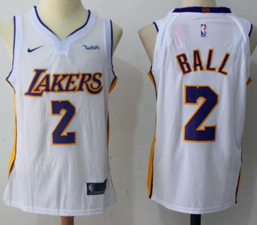 Nike Lakers #2 Lonzo Ball White NBA Swingman Association Edition Jersey