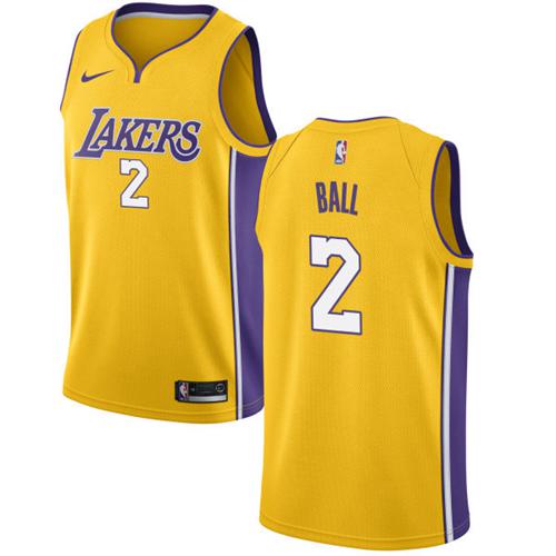 Nike Lakers #2 Lonzo Ball Gold NBA Swingman Icon Edition Jersey
