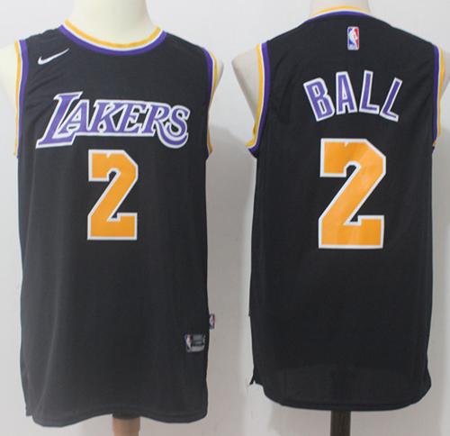 Nike Lakers #2 Lonzo Ball Black NBA Swingman Jersey