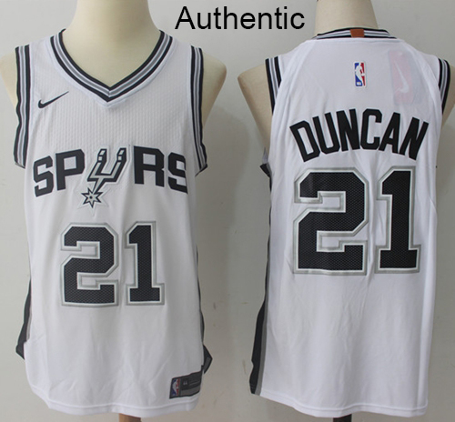 Nike Spurs #21 Tim Duncan White NBA Authentic Association Edition Jersey - Click Image to Close