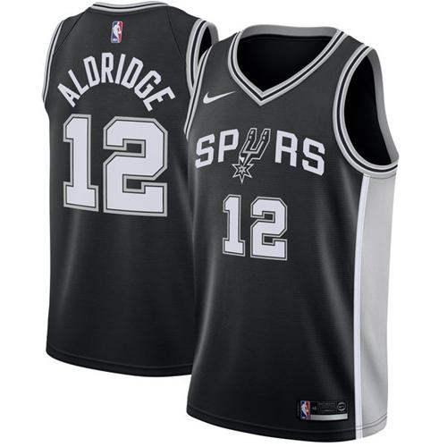 Nike Spurs #12 LaMarcus Aldridge Black NBA Swingman Icon Edition Jersey