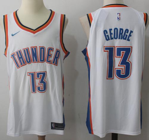 Nike Thunder #13 Paul George White NBA Swingman Association Edition Jersey