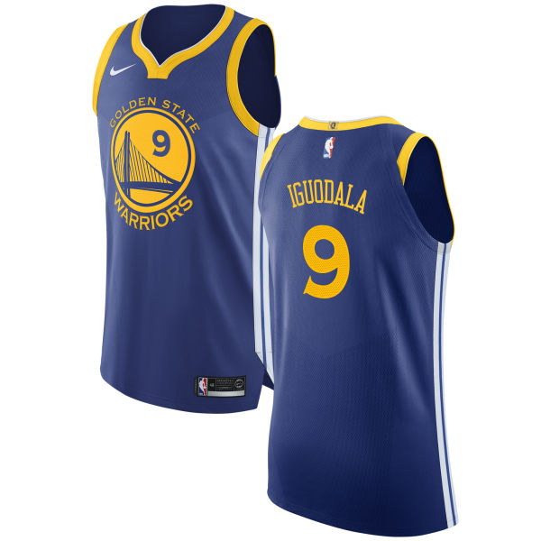 Nike Warriors #9 Andre Iguodala Blue NBA Authentic Icon Edition Jersey