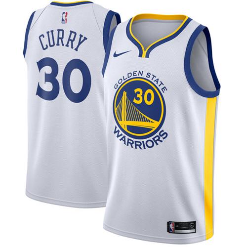 Nike Warriors #30 Stephen Curry White NBA Swingman Association Edition Jersey
