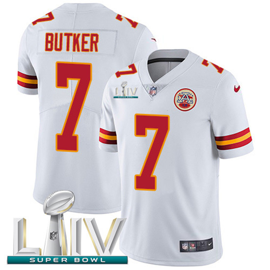 2020 Kansas City Chiefs #7 Harrison Butker White Super Bowl LIV 2020 Youth Stitched NFL Vapor Untouc