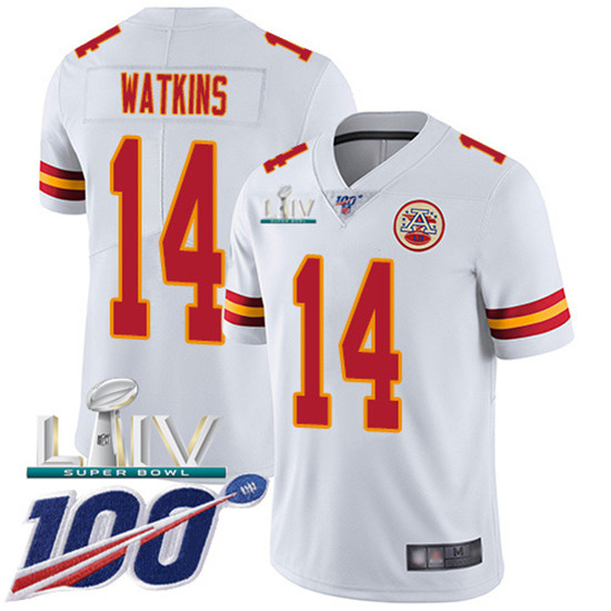 2020 Kansas City Chiefs #14 Sammy Watkins White Super Bowl LIV 2020 Youth Stitched NFL 100th Season