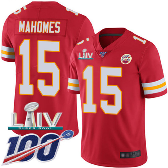 2020 Kansas City Chiefs #15 Patrick Mahomes Red Super Bowl LIV 2020 Team Color Youth Stitched NFL 10