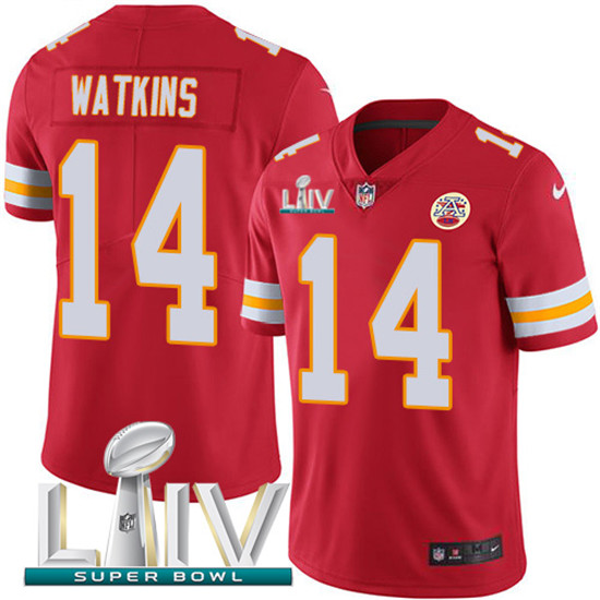 2020 Kansas City Chiefs #14 Sammy Watkins Red Super Bowl LIV 2020 Team Color Youth Stitched NFL Vapo