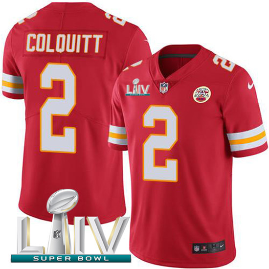 2020 Kansas City Chiefs #2 Dustin Colquitt Red Super Bowl LIV 2020 Team Color Youth Stitched NFL Vap