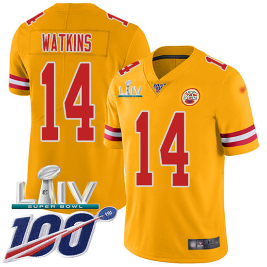 2020 Kansas City Chiefs #14 Sammy Watkins Gold Super Bowl LIV 2020 Youth Stitched NFL Limited Invert