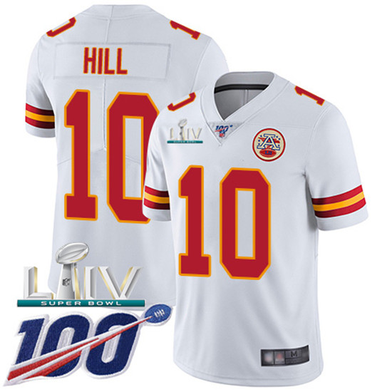 2020 Kansas City Chiefs #10 Tyreek Hill White Super Bowl LIV 2020 Youth Stitched NFL 100th Season Va