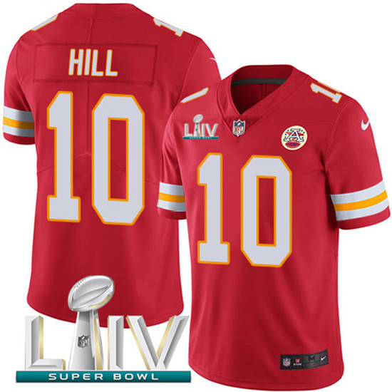 2020 Kansas City Chiefs #10 Tyreek Hill Red Super Bowl LIV 2020 Team Color Youth Stitched NFL Vapor