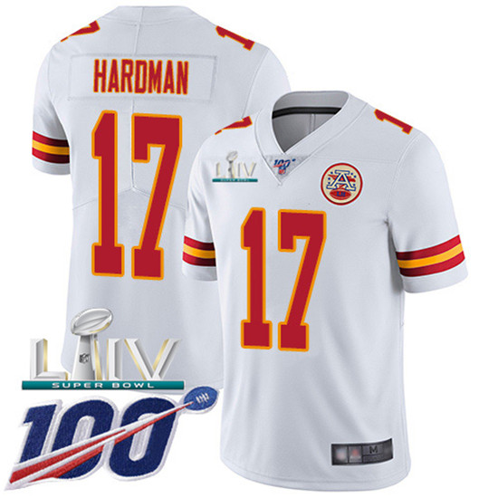 2020 Kansas City Chiefs #17 Mecole Hardman White Super Bowl LIV 2020 Youth Stitched NFL 100th Season