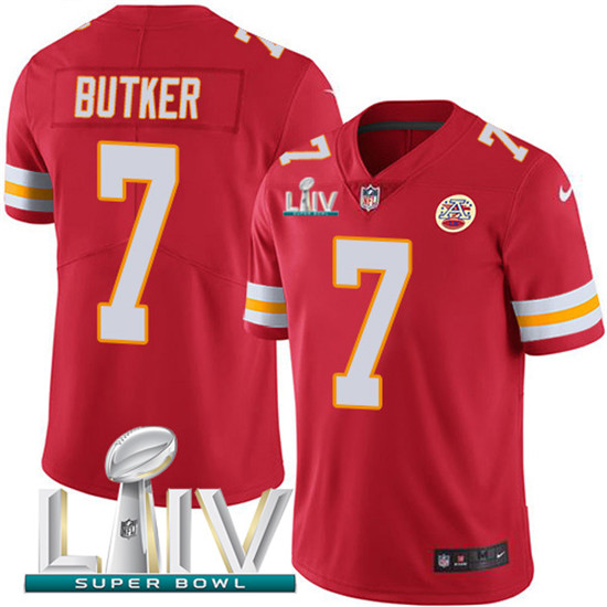 2020 Kansas City Chiefs #7 Harrison Butker Red Super Bowl LIV 2020 Team Color Youth Stitched NFL Vap