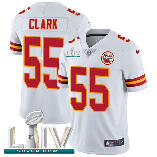 2020 Kansas City Chiefs #55 Frank Clark White Super Bowl LIV 2020 Youth Stitched NFL Vapor Untouchab