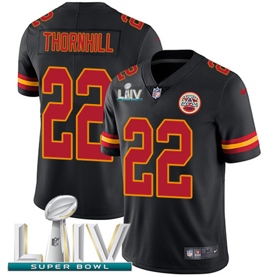 2020 Kansas City Chiefs #22 Juan Thornhill Black Super Bowl LIV 2020 Youth Stitched NFL Limited Rush