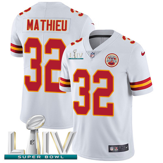 2020 Kansas City Chiefs #32 Tyrann Mathieu White Super Bowl LIV 2020 Youth Stitched NFL Vapor Untouc
