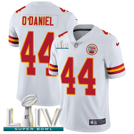 2020 Kansas City Chiefs #44 Dorian O'Daniel White Super Bowl LIV 2020 Youth Stitched NFL Vapor Untou