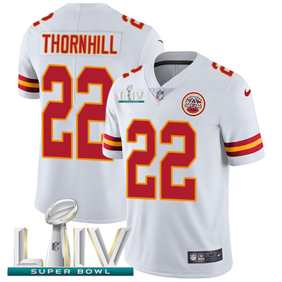 2020 Kansas City Chiefs #22 Juan Thornhill White Super Bowl LIV 2020 Youth Stitched NFL Vapor Untouc