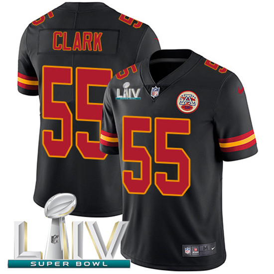 2020 Kansas City Chiefs #55 Frank Clark Black Super Bowl LIV 2020 Youth Stitched NFL Limited Rush Je