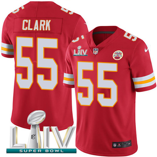 2020 Kansas City Chiefs #55 Frank Clark Red Super Bowl LIV 2020 Team Color Youth Stitched NFL Vapor