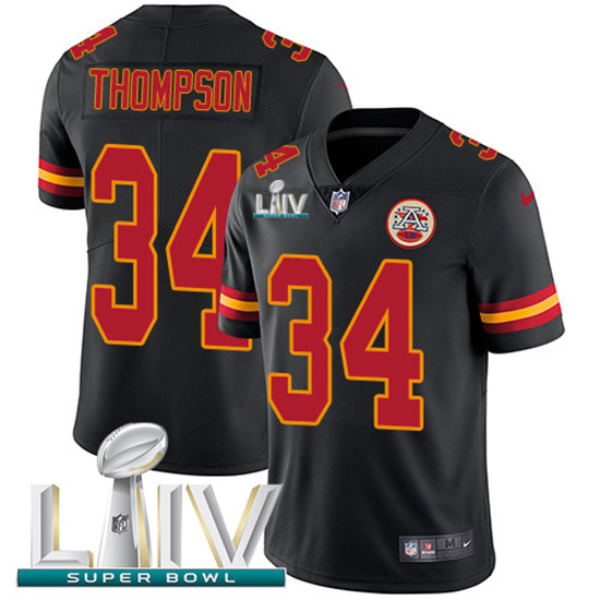 2020 Kansas City Chiefs #34 Darwin Thompson Black Super Bowl LIV 2020 Youth Stitched NFL Limited Rus