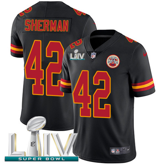 2020 Kansas City Chiefs #42 Anthony Sherman Black Super Bowl LIV 2020 Youth Stitched NFL Limited Rus