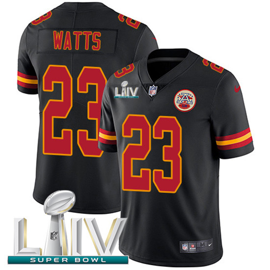 2020 Kansas City Chiefs #23 Armani Watts Black Super Bowl LIV 2020 Youth Stitched NFL Limited Rush J