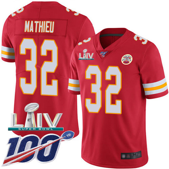 2020 Kansas City Chiefs #32 Tyrann Mathieu Red Super Bowl LIV 2020 Team Color Youth Stitched NFL 100