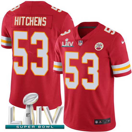 2020 Kansas City Chiefs #53 Anthony Hitchens Red Super Bowl LIV 2020 Team Color Youth Stitched NFL V