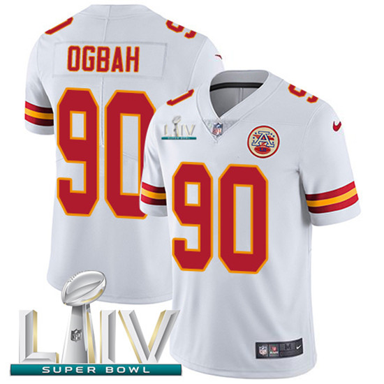 2020 Kansas City Chiefs #90 Emmanuel Ogbah White Super Bowl LIV 2020 Youth Stitched NFL Vapor Untouc