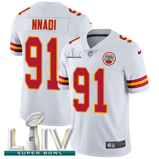 2020 Kansas City Chiefs #91 Derrick Nnadi White Super Bowl LIV 2020 Youth Stitched NFL Vapor Untouch