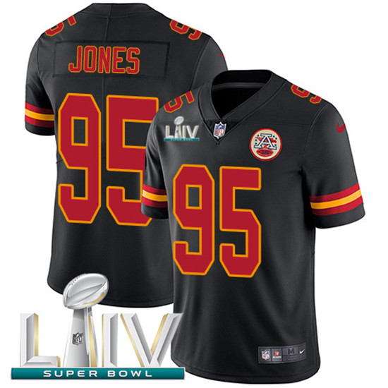 2020 Kansas City Chiefs #95 Chris Jones Black Super Bowl LIV 2020 Youth Stitched NFL Limited Rush Je