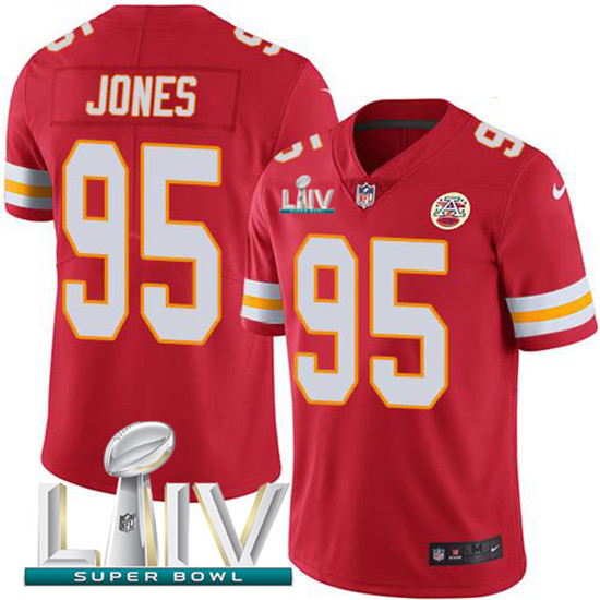 2020 Kansas City Chiefs #95 Chris Jones Red Super Bowl LIV 2020 Team Color Youth Stitched NFL Vapor