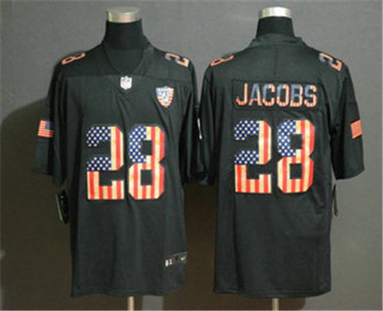 2020 Las Vegas Raiders #28 Josh Jacobs 2019 Black Salute To Service USA Flag Fashion Limited Jersey